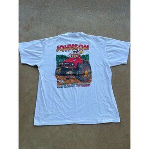 Vintage Big Johnson Mud Tires XL White T-Shirt Oneita  Front & Back F3